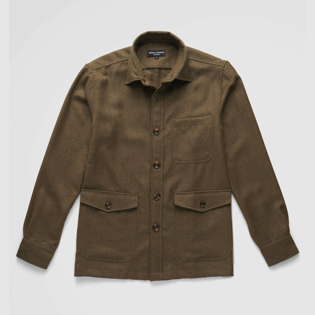 Spier & MacKay - Dark Olive - Wool Tweed Overshirt - $198.00