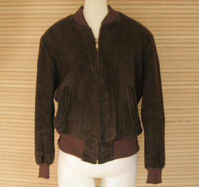 1950's men's vintage bomber jacket - brown suede - by golden bear 1.jpg