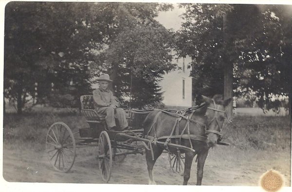fam, Sunderman-Adolf Sunderman with pony and buggie he won in a drawing.jpg